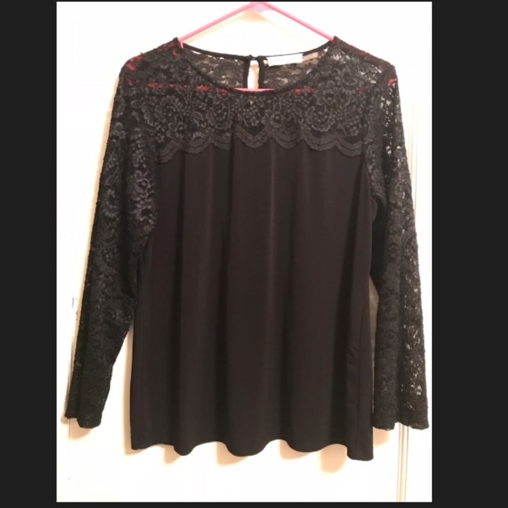 Calvin Klein Lace Sleeve Blouse